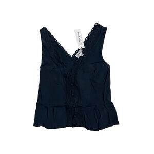 The Drop Women's XL Paloma Lace Trimmed Sleeveless Top, Black